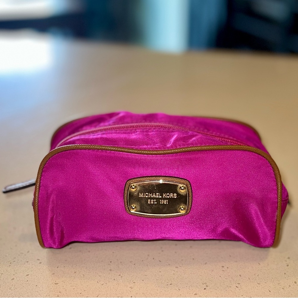 Michael Kors Pink Cosmetic Bag with Gold Accents